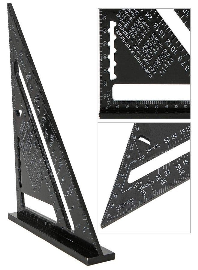 NIKTION 7 Inch & 12 Inch Triangle Ruler, Black Triangle Ruler Square Protractor, High Precision Aluminum Alloy Triangle Ruler,Layout Measuring Tool for Engineer Carpenter（Metric and Imperial） - Image 5